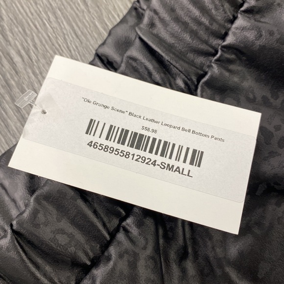 NWT Black Leather Leopard Bell Bottoms - Picture 3 of 7